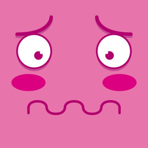 A Vector Cute Cartoon Pink Shy Face